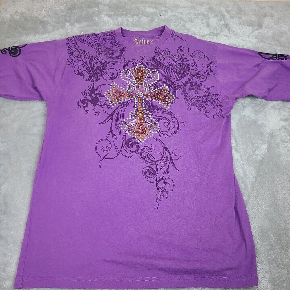 Vintage Y2K Avirex Goth Style Mens T-Shirt Size‎ 2XL Affliction Styled Shirt